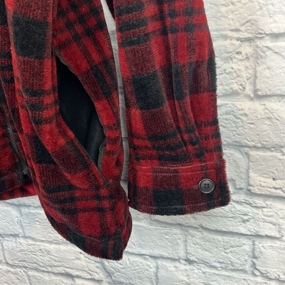 Vintage LL Bean Women Red Plaid Flannel Jacket Full Zip Long Sleeve Large USA - Picture 4 of 8